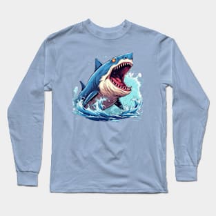 SHARK AND JAWS COLORED CARTOON STYLE, BONNY Long Sleeve T-Shirt